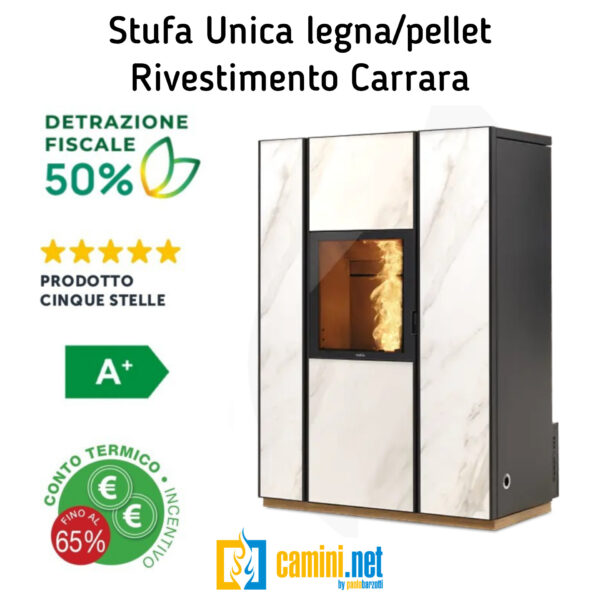 Stufa UNICA legna/pellet a 5 stelle - immagine 5