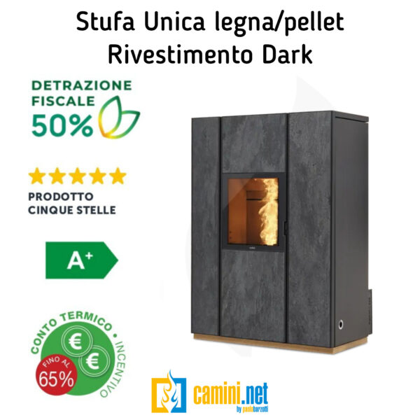 Stufa UNICA legna/pellet a 5 stelle - immagine 6
