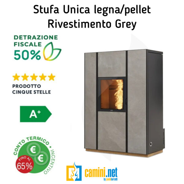 Stufa UNICA legna/pellet a 5 stelle - immagine 7