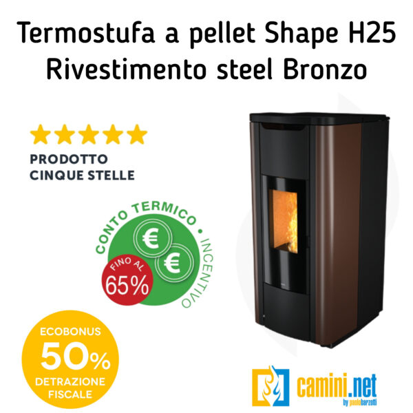 Termostufa a pellet Shape H25 IDRO - immagine 11