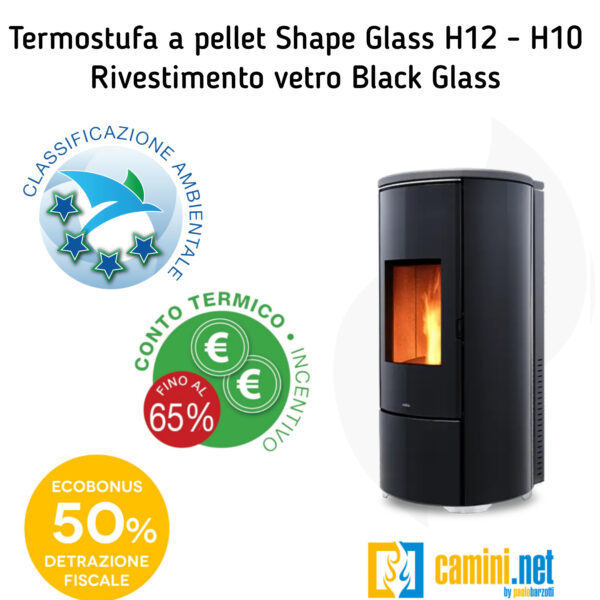 Termostufa a pellet Shape Glass H12 - H10 - immagine 4