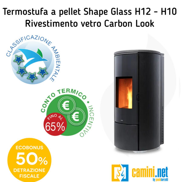 Termostufa a pellet Shape Glass H12 - H10 - immagine 5