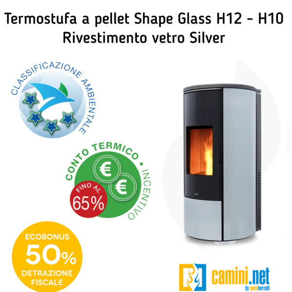 Termostufa a pellet Shape Glass H12 - H10 - immagine 6