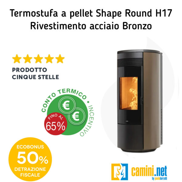 Termostufa a pellet Shape Round H17 IDRO - immagine 5