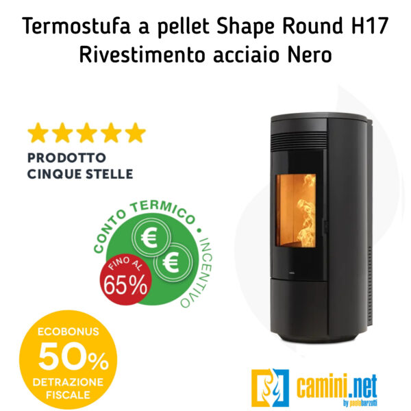 Termostufa a pellet Shape Round H17 IDRO - immagine 6