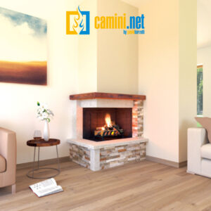 Camino rustico BALI con rivestimento angolare