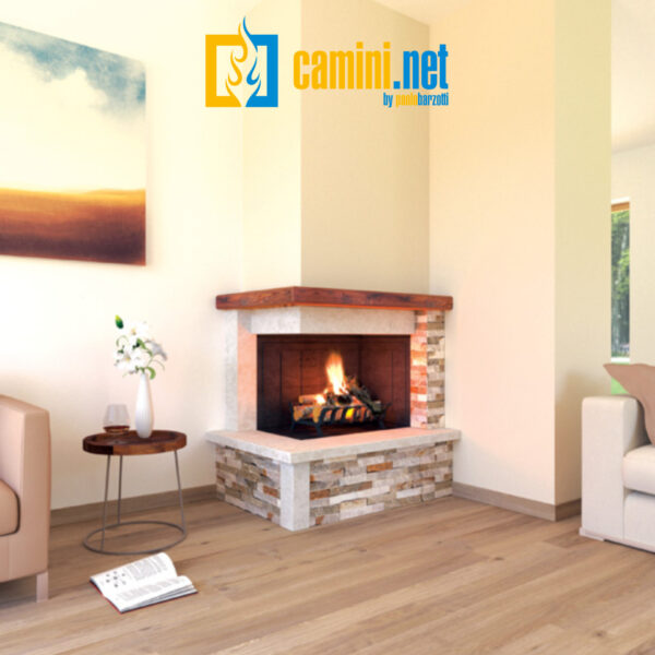 Camino rustico BALI con rivestimento angolare