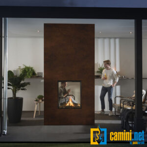 Camino a gas indoor o outdoor Cielo 73 S BIFACCIALE