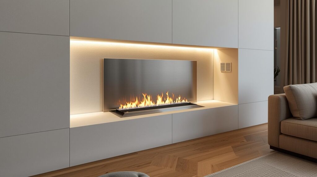 Bruciatore a bioetanolo per camini su misura in cartongesso