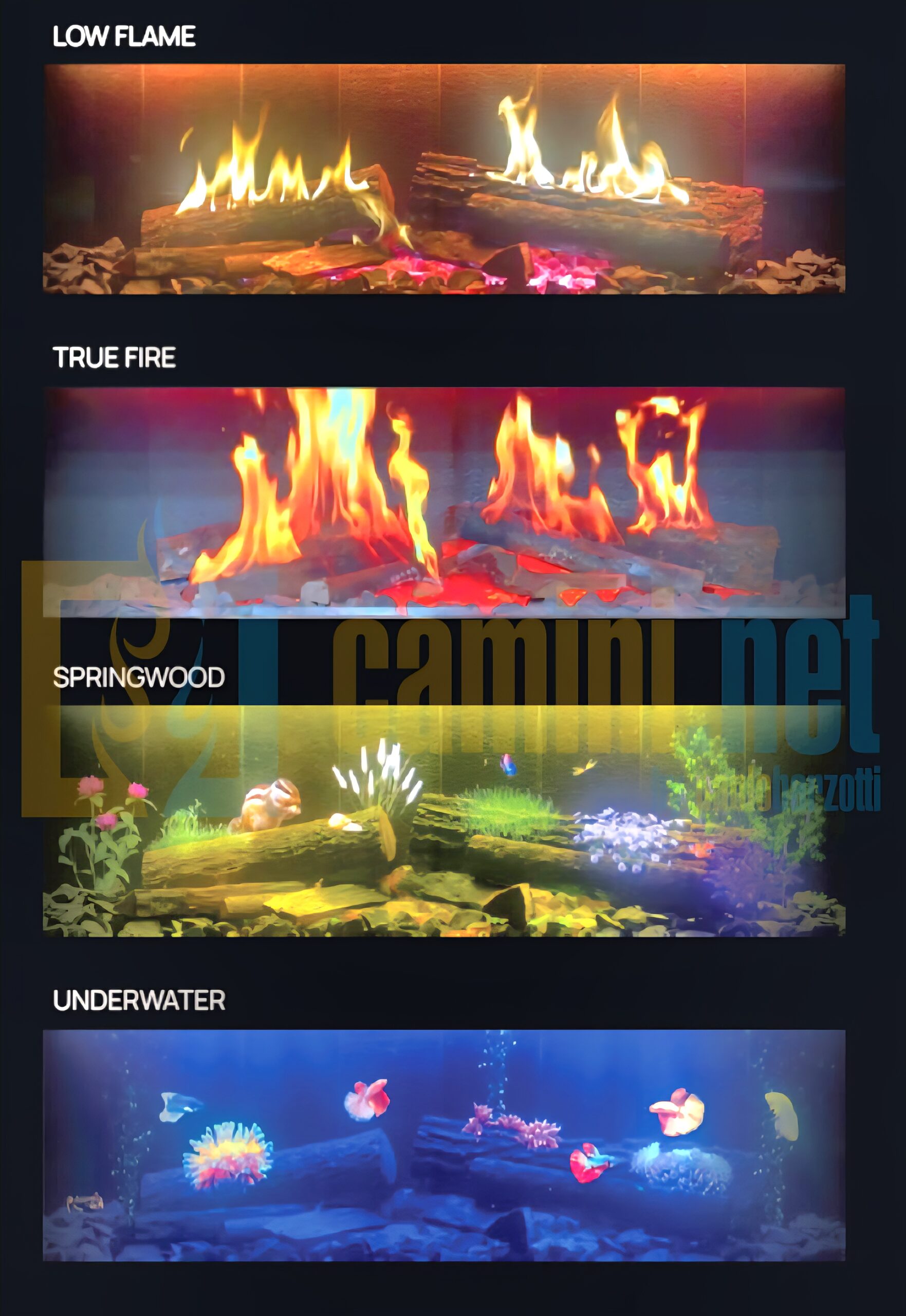 CAMINO ELETTRICO OLOGRAFICO FIRE PLAY FRONTALE - immagine 3