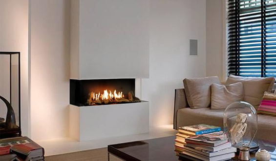 camino a gas a parete