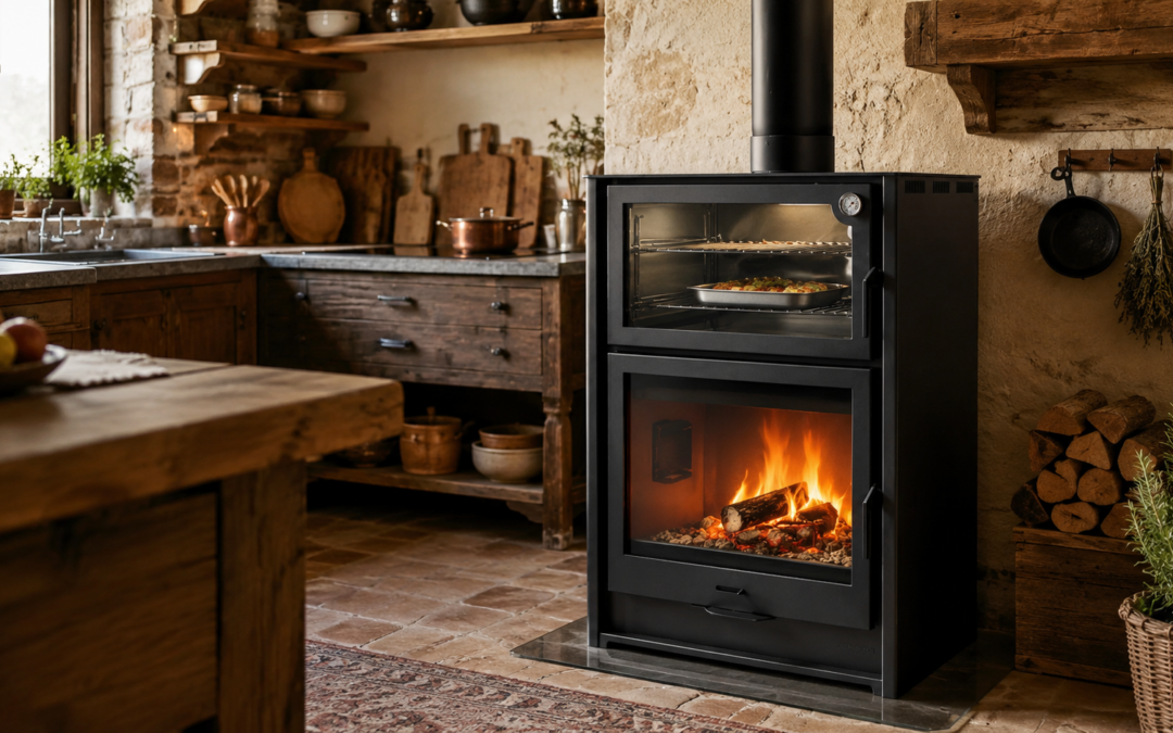 Stufa a legna con forno per cucina rustica