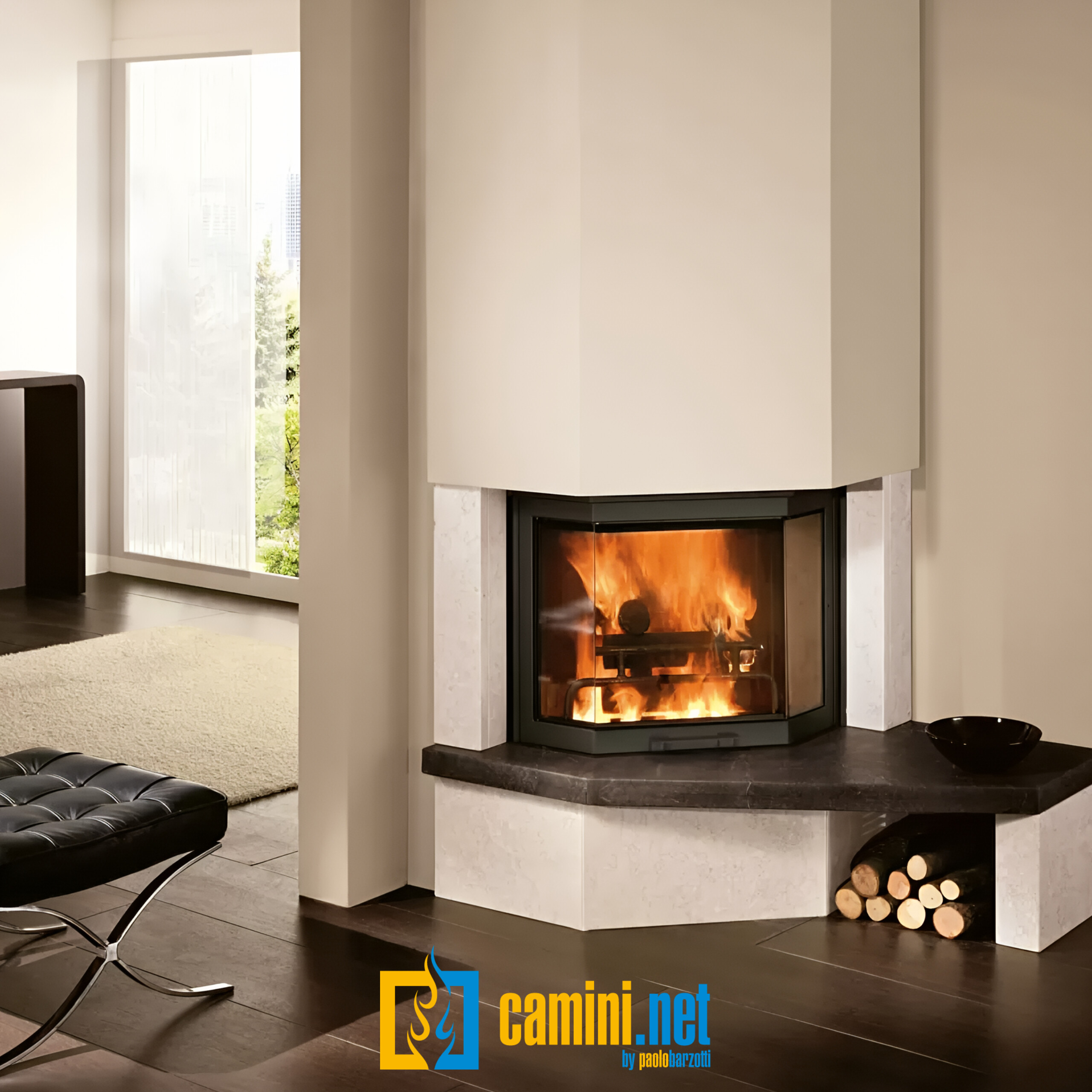 Camino a legna High performance angolare esagonale 80 - immagine 2